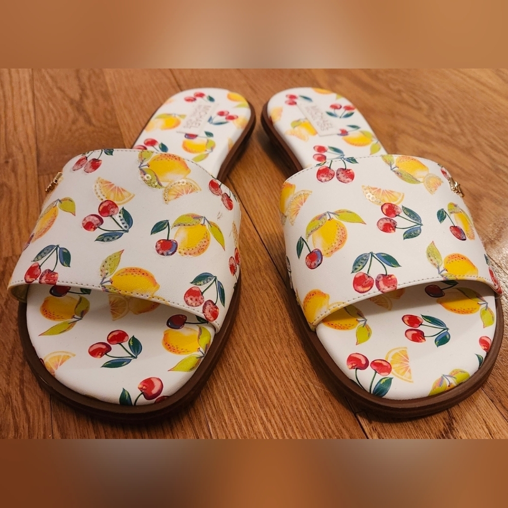 Michael Kors Women's White Slide Sandals With Fruit Design - Picture 4 of 6